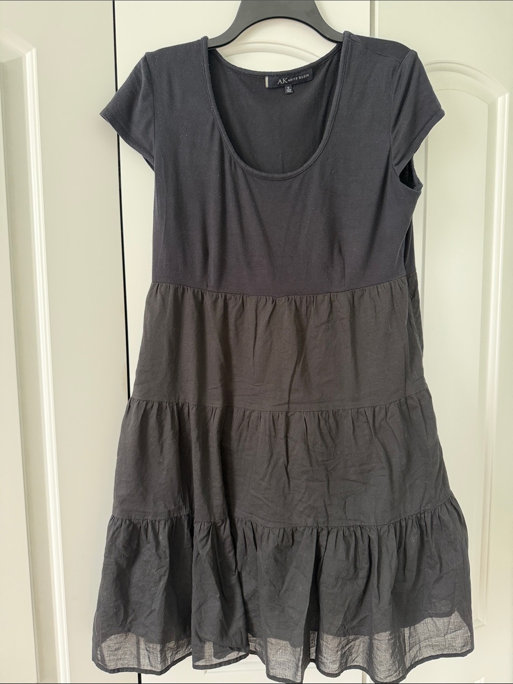 Anne Klein Black Scoop Neck Top